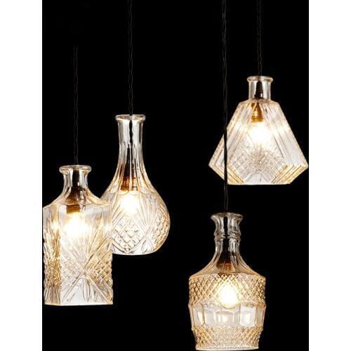 Creative dining single head The Nordic cut glass bottle bar Pendant Lightsmodern minimalist fashion room lighting FG399