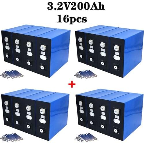 Liitokala 16PCS 3.2V 200Ah LiFePO4 battery 48V200Ah 3C Lithium Iron Phosphate battery for 16S 48V battery Yacht solar TAX FREE
