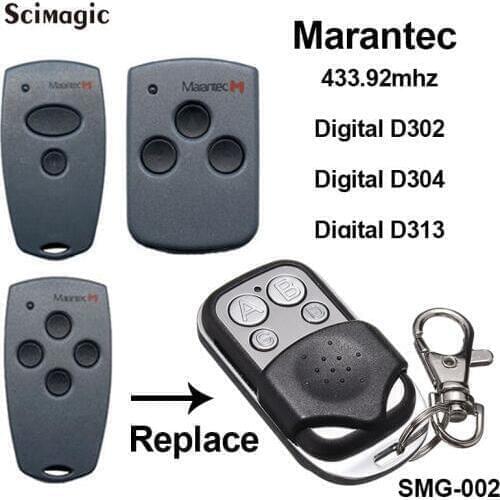 Marantec Garage Door Gate Marantec D302, D304 D313 433Mhz Fixed Code Replacement Remote Control Duplicator