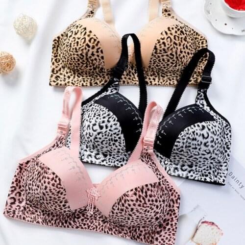 Fashion Leopard print yoga bra sexy black button underwear push up bra buckle female Anti-Sagging Large Size Bra 2021 Female bra