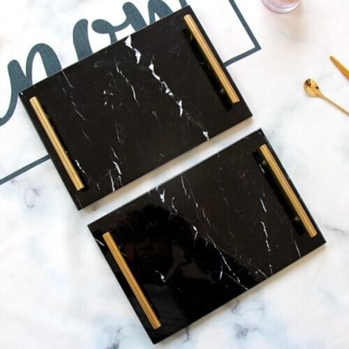 T-Shape Handle Marble Storage Tray Multifunction Japanese Candy Snacks Tea Cosmetics Jewelry Tray Home Decoration Accessories