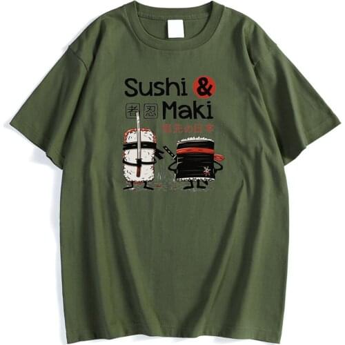 Sushi Maki Ninja Print Male T Shirt Fashion Comfortable T-Shirts Simplicity Breathable T-Shirt Cool Crewneck Man Short Sleeve