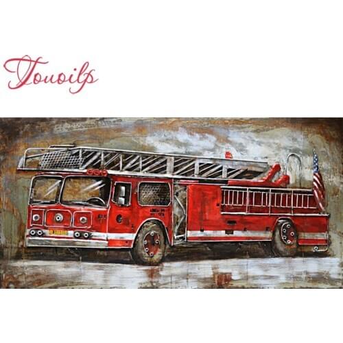Touoilp 5D DIY spuare&round Diamond Painting Fire truck 5d Diamond Painting Cross Stitch Needlework Home Decorative