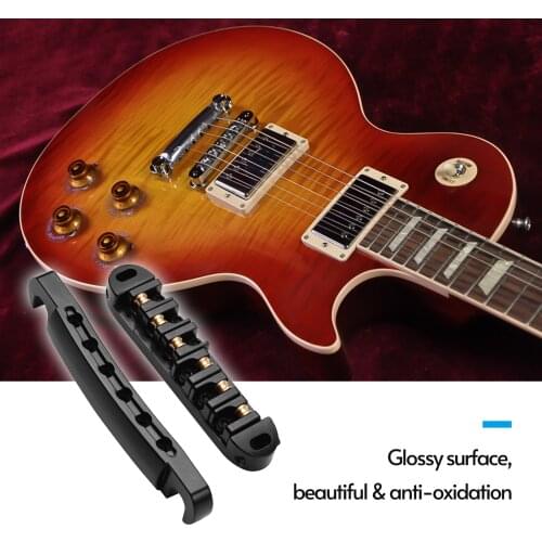Guitar Roller Saddle Bridge Tailpiece Set with Studs/Wrenches Replacement for LP Electric Guitars