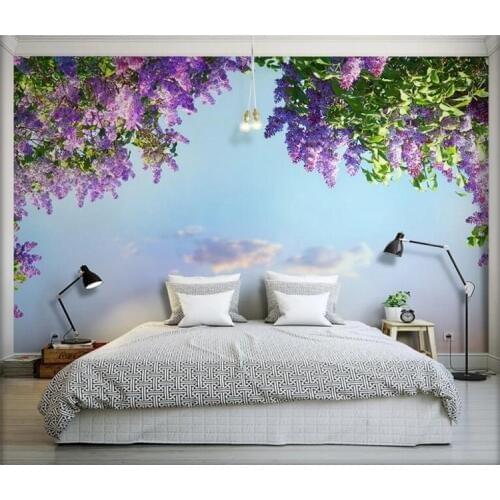 3D Room Landscape Wallpaper Beautiful Flowers Violet Wall Mural Bedroom Wall Decor Papel De Parede Wall Paper Home Improvement