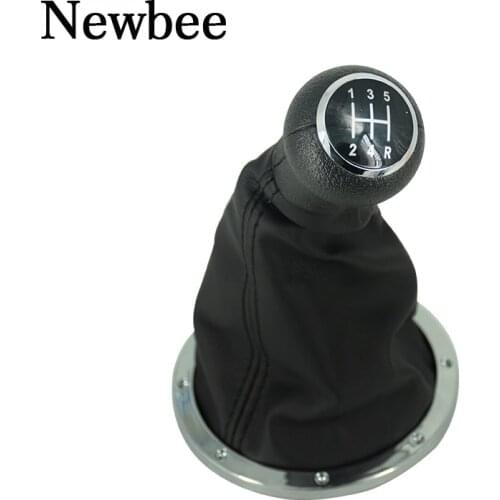 Newbee PU Leather 5 Speed Car Gear Shift Knob for Volkswagen VW Gol Pointer Saveiro Parati 2004 2005 2006 2007 2008 2009 2010