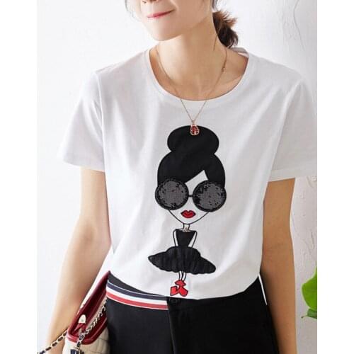 Nail New Supplement the bead sequins little miss T shirt