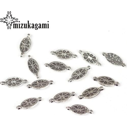 20pcs/lot 6*15MM Retro Silver Zinc Alloy Mini Oval Connector Charms Pendant For DIY Necklace Jewelry Bracelet Accessories