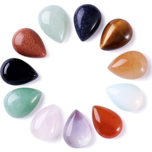 Pandahall 50pcs/lot 14x10x4mm Mixed Stone Drop-Shaped Flatback Cabochons DIY Jewelry Accessories Component Wholesales