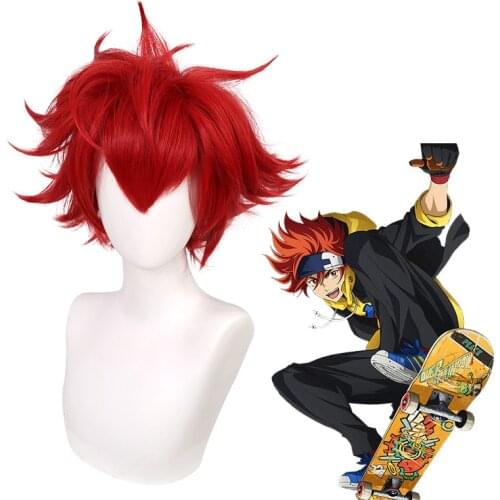 Anime SK8 the Infinity Reki Cosplay Wig Red Short Heat Resistant Straight Hair Men Women Halloween Role Play SK Eight C30M123