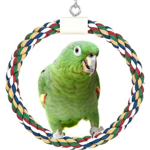 Pet Stand Training Supplies Birds Swing Parrot or Cockatiel Toys Cage Hanging Braided Chew Rope