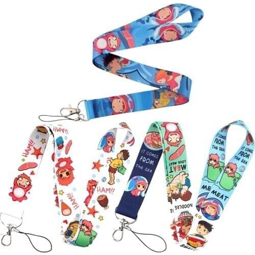 Ponyo on the Cliff Lanyard Keys Phone Holder Funny Neck Strap With Keyring ID Card DIY Animal webbings ribbons Hang Rope gifts