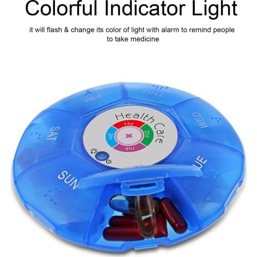 Portable Pill Organizer Pill Box Case Electronic Timer Alarm Clock Reminder Medicine Storage Dispenser Container for Travel