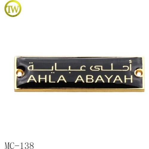Manufacture personal name letter scarf accessory metal brand tag and logo label