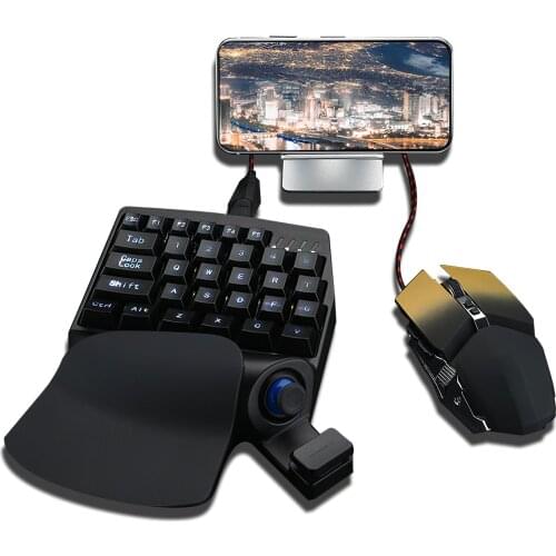 One-Handed RGB 39 Keys Keyboard Green Axis One Handed Wired Keyboard With Mouse Rocker For Computer Desktop Notebook