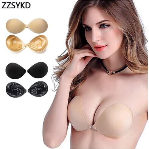 Sexy Lingerie Women Thicken Adhesive Strapless Bra Comfortable Seamless Push Up Bra Silicone Lifting Sticky Invisible Waterproof