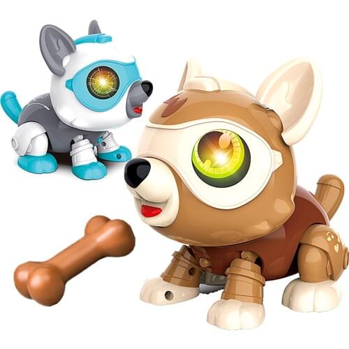 DIY Robot Dog Electronics Pet Dog Smart Puppy Responds to Bark Touching Control Voice Control Dog Birthday Gift for Kids