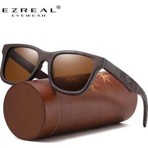 EZREAL Handmade Natural Brown Wooden Sunglasses Women Men Brand Design Vintage Fashion Glasses Polarized Lens Dropshipping