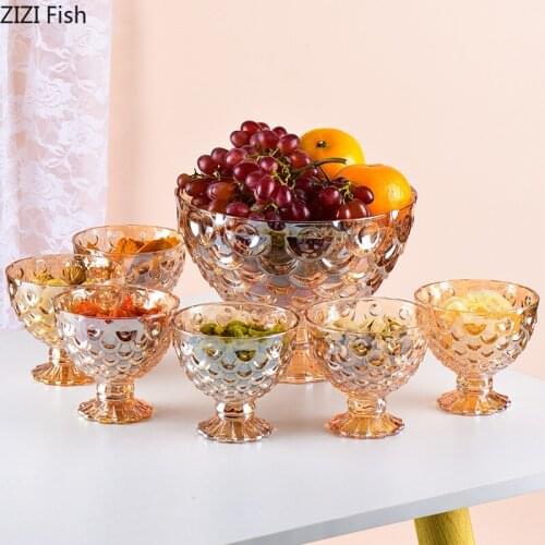 European Style Fish-scale Pattern Glass Fruit Plate Creativity Home Living Room Decorated Tableware Candy Tray Fruit Basket