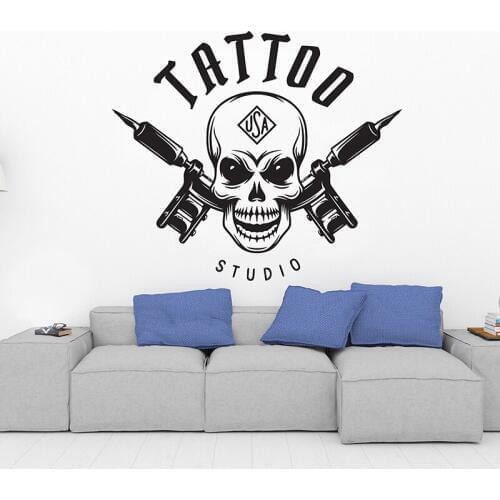 Tattoo Studio logo Wall decor stickers waterproof remoeable vinyl decals for door indows glass art decal DIY PVC mural G860