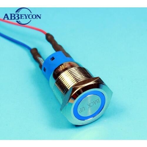 TY 1951Z 19mm metal Flat round head latching ring led back up words engraving switch