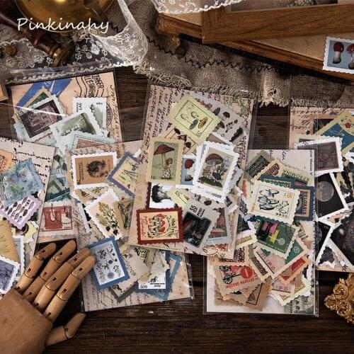 Vintage Philatelic Museum Series Stamp Collection Paper Sticker Package DIY Diary Journal Decoration Sticker Album Scrapbooking