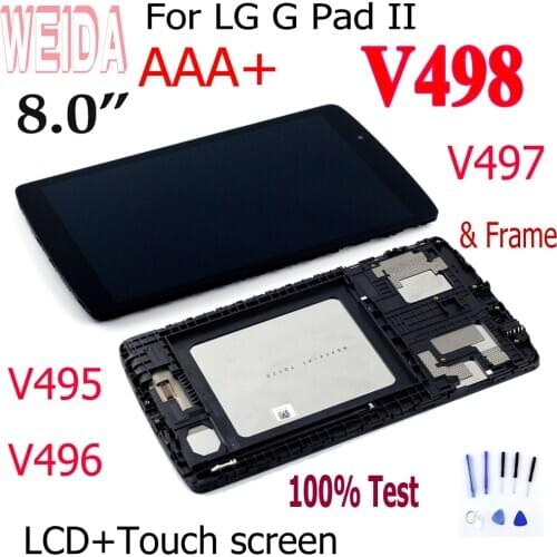 WEIDA LCD Replacement 8" For LG G Pad II 8.0 WIFI V498 LCD Display Touch Screen Assembly Frame G Pad 2 V498