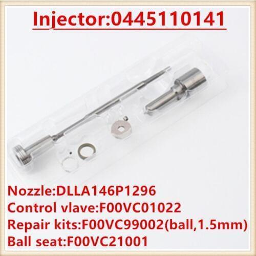 0445110141 Fuel Injector Repair kits Valve F00VC01022 Nozzle DLLA146P1296 (0433171811) For RENAULT 0445110141