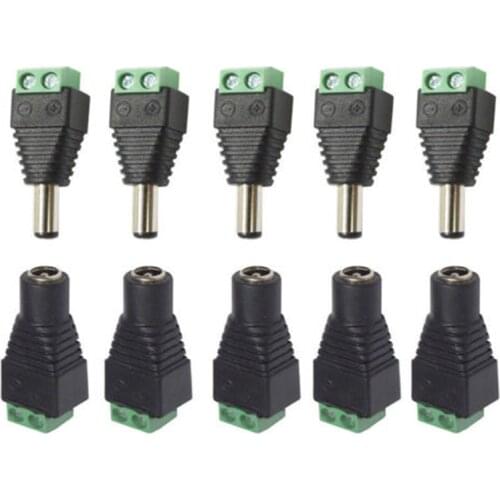 1 5 10 pcs 5.5x2.1 mm DC female male Power Jack Connector Adapter Wire Connectors socket For 5050 3528 led strip TV Accessories