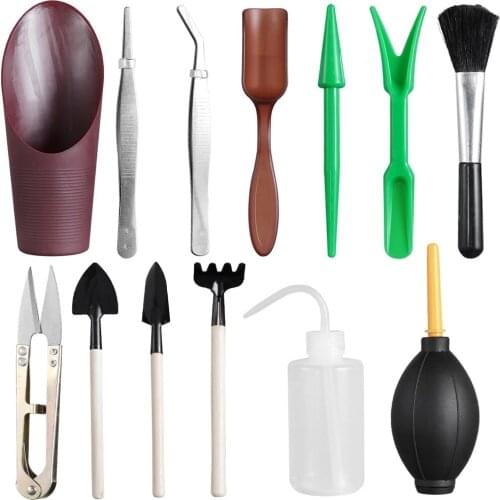 13PCS/set Mini Garden Transplanting Hand Tools Planting Flower Outdoor Miniature Gardening Bonsai Tools Use For Succulents