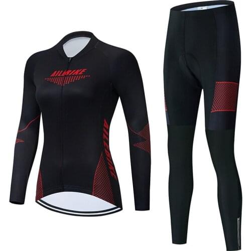 AILEBIKE New Womens Triathlon Long-sleeved Cycling Jersey Professional Jersey Sportswear One-piece Racing Suit Cycling Overalls