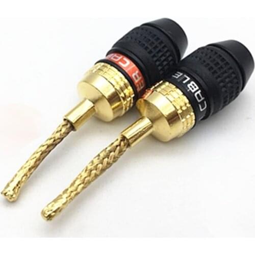 4Pcs/lot 2MM Monster Copper Wire Gold-Plated Banana Plug Speaker Wire Plug Braided Wire Plug Connector