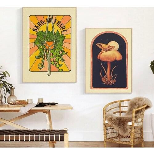 Bohemian Hang in There Quote Art Print Vintage Inspired Poster Nature Canvas Painting 70s Wall Picture for Living Room Decor