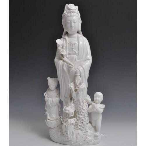 Dehua ceramics 14 "boy worship Guanyin Buddha Guanyin Buddha handicrafts wholesale water dragon