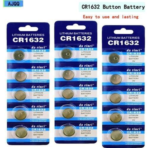 Cheap AJQQ 100PCS High Quality CR1632 1632 DL1632 3V Lithium Button Battery For Electronic Watches