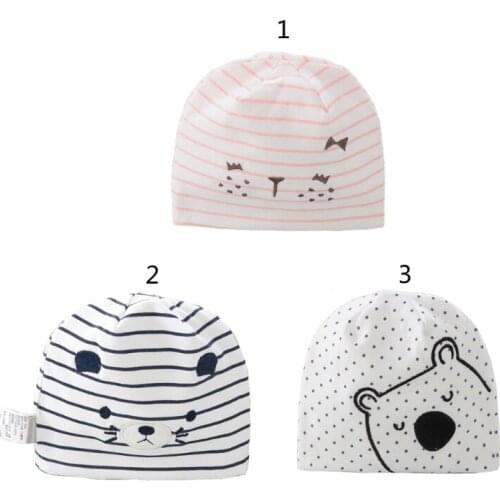Baby Soft Cotton Tire Hat Cute Cartoon Animal Print Beanie Newborn Infant Warm for Toddler Boys Girls Headwrap Shower H3CD