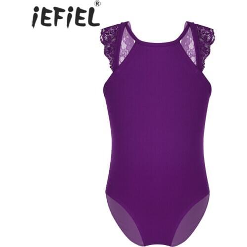 Kids Dance Leotards for Girls Tutu Lace Splice Cutouts Back Ballet Dance Gymnastics Leotard Jumpsuit Ballerina Costume Dancewear
