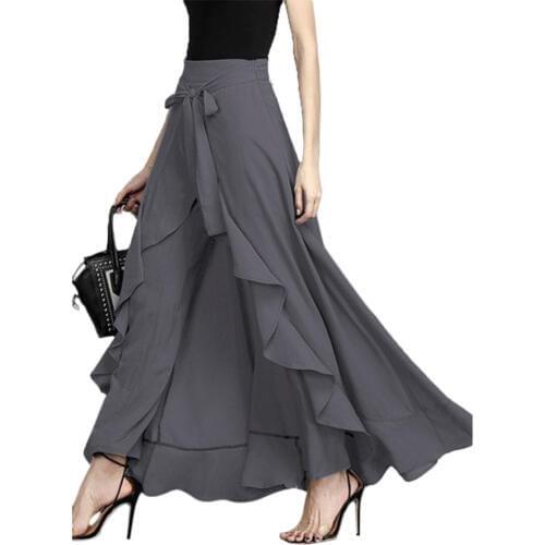 2019 new Long Skirt Floor Length Ladies High Waisted Skirts Women Neon red white Black Saias Longa Femininas Formal Jupe Femme