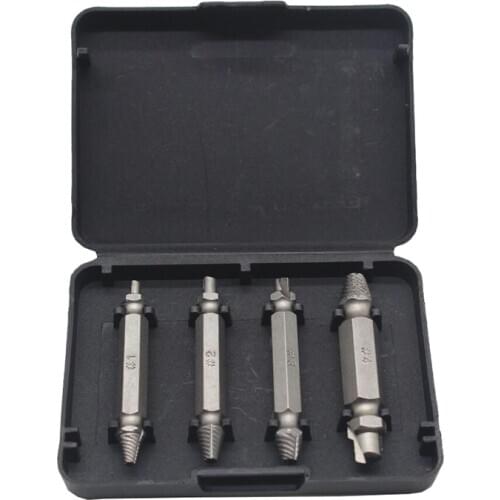 Double Ended Damaged Screw Extractor Broken Breakage Head Screw Extractors Wood Bolts Remover Extract Drill Tool 1# 2# 3# 4