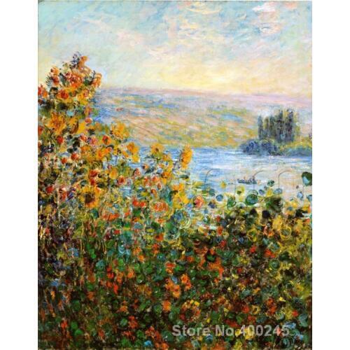 Canvas paintings Flower Beds At Vetheuil Claude Monet Art reproduction High quality Hand painted