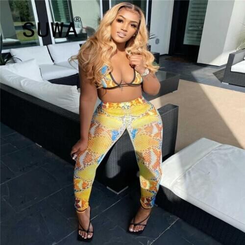 Snake Skin Printed Classic Fashion Skinny High Waist Pencil Pants Trousers Women Clothing Sexy Club Party Leggings Streetwear