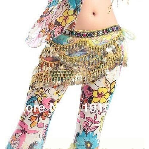 Belly dance costume,clear waist chain ,rainbow belly dance hip scarf