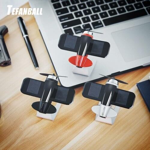 Mini Car Air Freshener Solar Panel Airplane Model with Solid Fragrant Car Perfume Car Interior Ornaments Auto Decor Accessories
