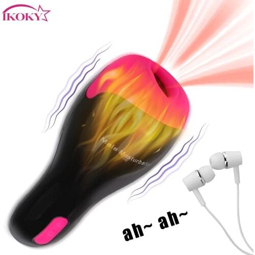 Automatic Heating Blowjob Masturbator 12 Frequency Male Masturbation Cup Sucking Vibrator Voice Sex Cup Adult Product