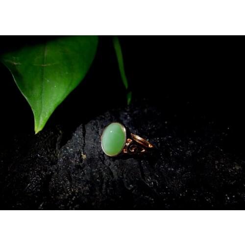 Natural Green gem Hetian Jade Ring Fashion Charm Jewelry Hand Carved Crafts Gifts for Women Men Wedding Engagement