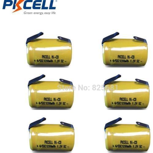 20Pcs NICD SubC SC 4/5sc nicd Rechargeable Battery 1.2V 1.2Ah Flat Top With Tabs For Tape Recorders Children Toys Quartz Clocks