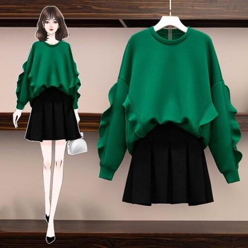 2021 Spring Autumn New Style Womens Suit Plus Size Slim Two Piece Outfits Pullover And Skirt Two-piece Suit Fashion Clothing