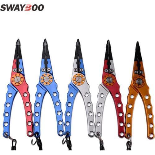 Aluminum alloy scissors for fishing pliers open ring hook grip with missing rope fishing scissors fishing pliers with fish grip