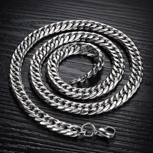 Punk Stainless Steel Necklace for Men Women Cuban Link Chain Chokers Minimalist Choker Necklace