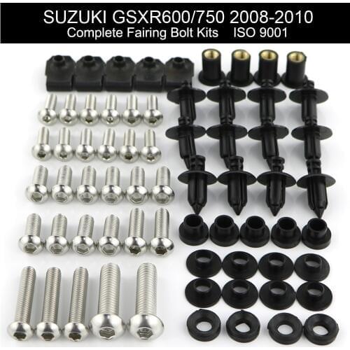 Fit For Suzuki GSXR600 GSXR750 GSX-R 750 2008 2009 2010 Complete Full Fairing Kit Fairing Bolt Kit Screws Clips Stainless Steel